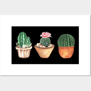 Three potted cactus Posters and Art